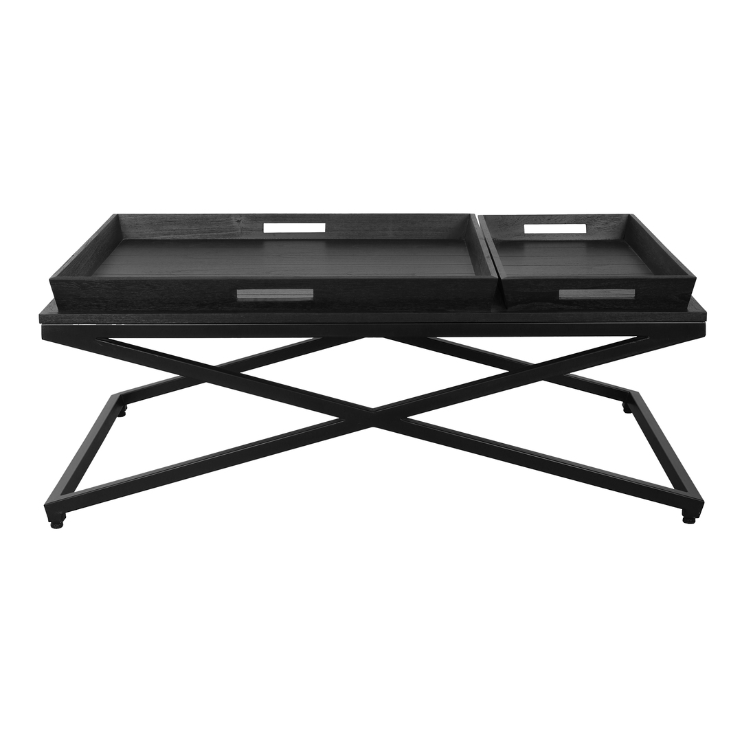 CHICAGO COFFEE TABLE BLACK WITH CROSSED METAL FRAME image 1